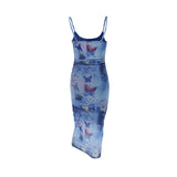 KYLETHOMASW  -  Sexy Summer Maxi Dress Women Preppy Style Fashion Butterfly Print Sleeveless Strap Dresses Casual Clubwear Elegant Party Dresses