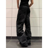KYLETHOMASW  -  Women's Black Baggy Jeans Wide Fit Ripped Denim Pants Y2K Japanese Harajuku 2000s High Street Goblin Core American Retro