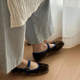 KYLETHOMASW  -  Fashion belvet split toe women ballet flats buckle strap pumps