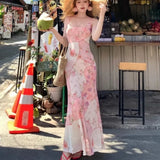 KYLETHOMASW  -  Summer Floral Boho Dress Women Sleeveless Slim Fit Party Midi Dress Mesh Patchwork Long Bodycon Elegant Beach Holiday Dress