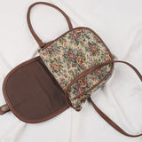 KYLETHOMASW  -  Shoulder Handbag Literary Saddle Bag Retro Flower Cotton Linen Canvas Tote Female Small Crossbody Bags