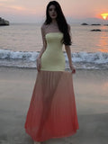 KYLETHOMASW  -  Sexy Strapless Long Dresses for Women Elegant Off Shoulder Sleeveless Bodycon Mermaid Party Dress Summer Holiday Beach Vestidos