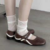 KYLETHOMASW  -  Black And White Splice Flat Bottom Single Shoes Women Students One-Strap Ballet Sport Shoes Thick Bottom Rubber Outsole