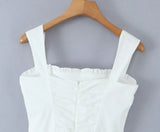 KYLETHOMASW  -  Pretty Girl Summer White Tank Mini Dress Women Elegant Square Neck Sleeveless Dresses Short Holiday Robe Cotton Vestidos