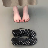KYLETHOMASW  -  French Vintage Polka Dot Women's Herringbone Flip Flops Summer Wedge Toe-Post Sandals Gentle Style Niche
