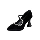 KYLETHOMASW  -  Summer New Fashion Pointed Toe Shallow Mouth Pumps Women Shoes  Thick Heel Black Simple Work Shoes