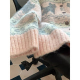 KYLETHOMASW  -  Kawaii Pink Knitted Cardigan Women Harajuku Cartoon Print Sweater Outerwears Korean Knitwears Winter Fashion Cute Jumpers