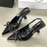 KYLETHOMASW  -  Luxury Designer Patent Leather Slingbacks High Heels Women Sexy Pointed Toe Bow High Heeled Sandals Elegant Dress Women Pumps