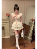 KYLETHOMASW  -  2000s Vintage Japanese Kawaii Suits Lolita 2 Piece Skirt Set Women Even Party Clothing Casual Y2k Crop Top Blouse + Slim Skirts