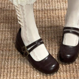 KYLETHOMASW  -  New Spring Thick Heel Women Mary Jane Shoes Fashion Metal Buckle Strap Shoes Ladies Outdoor Slip On Elegant Dress Pumps