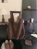 KYLETHOMASW  -  Sweet Winter Korean Sleeveless Flower Print Loose High Strecth All Match Pullover Vests