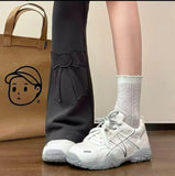 KYLETHOMASW  -  Women Contrast Double Laces Dad Sneakers Retro Hiking‑style Chunky Platform Shoes Pu Leather Lace‑up Casual Sneakers