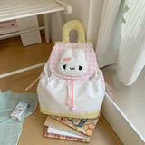KYLETHOMASW  -  Kawaii Plush Puppy Polka Dot Drawstring Backpack Plaid Flap Mini Bag Light Handheld Shoulder Backpack Student Daily Cute Gift