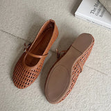 KYLETHOMASW  -  Spring New Women Flat Shoes Fashion Weave Round Toe Ladies Casual Mary Jane Shoes Soft Flat Heel Casual Single Shoes