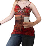 KYLETHOMASW  -  Exotic style pleated V-neck bead mesh suspender fashion ins American spicy girl irregular slim fit top vest