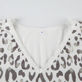 KYLETHOMASW  -  Spicy leopard print T-shirt with slanted shoulders, short sleeves, loose casual style, thin top, spring and summer new products