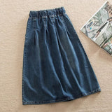 Kylethomasw Summer Lace Up Elastic Waist Denim Skirts 2024 New Women Loose Casual Female A-Line Jean Skirts oversized Female Streetwear Pop