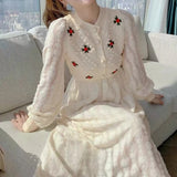kylethomasw Floral Embroidery Women Dress Elegant Long Sleeve Party Maxi Knitted Dresses for Women Korean Style Autumn Winter Robes