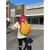 Kylethomasw Pu Leather Student Backpack Hamburger Kawaii Backpack High Capacity Cute Retro Women Bag School College Students