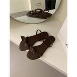 KYLETHOMASW  -  Flat Shoes Female Low Woman's Slippers Luxury Slides Butterfly-Knot 2025 Designer Rome Butterfly-knot Rubber Retro Scandals PU H