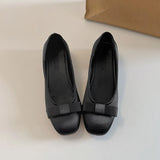 KYLETHOMASW  -  Sweet Butterfly-knot Women Satin Mary Jane Shoes Concise Slip On Low Heel Party Shoes New Spring Autumn Ladies Dress Pumps