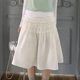 KYLETHOMASW  -  Japanese Preppy Style Women Skirts Solid Ruffles Sweet Long Skirt Fashion Spring Summer A-line Faldas Mujer