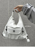 KIylethomasw Vintage Y2k Handbag Women High Street Pu Leather Casual Backpack Messenger Bag Female Harajuku White Mochila Aesthetic