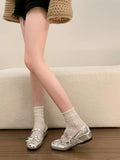 KYLETHOMASW  -  French-style Silver Polka Dot Mesh Mary Jane Shoes New Summer Hidden-heel Stunning Ballet Flats