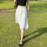 KYLETHOMASW  -  Elegant Vacation Polka Dot A Line Skirt Women Ruffle Wrap Midi Skirt Spring Summer Casual Vintage Streetwear Office Lady