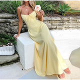 KYLETHOMASW  -  Elegant Maxi Long Waist Wrap A-line Dress Women Spaghetti Strap 2025 Spring Summer Dress Backless Sexy Party Beach Robe
