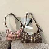 KYLETHOMASW  -  Vintage Plaid Shoulder Bag Adjustable Strap Y2k Underarm Bag Korean Style Checkered Casual Daily Handbag