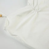 KYLETHOMASW  -  summer niche spicy girl pleated low neck bead camisole tank top, tight fitting elastic inner layer, solid color short top