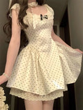 KYLETHOMASW  -  Summer Elegant Polka Dot A-line Slip Birthday Full Dress Sweet France Fashion Designer Kawaii Slim Party Evening Dresses
