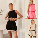 Kylethomasw  Spring/Summer New Comfortable and Casual Solid Color Sleeveless Unique Shorts Set Women Harajuku Clothing Short Femme Y2k