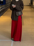 KYLETHOMASW  -  Autumn and Winter Knitted Long Skirt Women's French High-waisted A-shaped Skirt