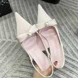 KYLETHOMASW  -  High Quality Satin Bow Pumps Women Sexy Pointed Toe Thin Heeled Backless Dress Shoes Fashion Brand Designer Shallow Mouth Sandal