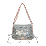 KYLETHOMASW  -  Dot Print Crossbady Bag Flap Transparent Sac Femme New Lace-up Bow Bolso Sqaure Bolsos De Mujer Underarm  Bags for Woman