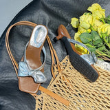 KYLETHOMASW  -  Low Heel Female Slides Women Slippers Shoes Luxury Footwear Fashion Butterfly-Knot Ladies Heeled Slippers Sandals Shoes Pumps