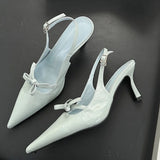 KYLETHOMASW  -  Elegant Butterfly-knot Thin Heels Women Pumps Slingbacks Shoes Fashion Buckle Strap Banquet Zapatos De Mujer