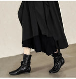 KYLETHOMASW  -  Autumn Winter Soft Leather Lace-up Women Ankle Boots Comfortable Flats Short Booties Fashion Bowknot Chelsea Boots Shoes Botas