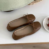 KYLETHOMASW  -  Women Flats Soft Leather Eelgant Dress Shoes Autumn Spring Brand New Round Toe Shallow Slip On Ladies Casual Ballet Shoes