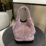 KIylethomasw Handle Rhinestone Evening Tote Bag Purses For Women Shiny Dinner Party Wedding Handbag Designer Female Bucket Bag Shoulder Bag