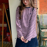 KYLETHOMASW  -  Harajuku Striped T Shirts Women Streetwear Embroidery Patchwork Tops Fashion Korean Long Sleeve Tees Autumn Casual Clothes New
