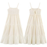 KYLETHOMASW  -  Summer Vestidos French Country Lazy Embroidery Suspender Dress Minimalist Beige Holiday Leisure Midi Dress Women