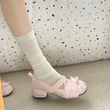 KYLETHOMASW  -  Lace Cross Strap Women Mary Jane Shoes Fashion Sweet Butterfly-knot Thick Heel Shoes Spring Autumn Ladies Elegant Dress Pumps
