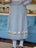 KYLETHOMASW  -  Flower Jacquard All Match Sweet Loose Solid Japanese A-LINE Knitted Skirts