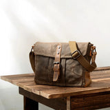 KIylethomasw New Men Retro Messenger Bags Casual Canvas Waterproof Simple Shoulder Bag Cross Section Oil Wax Bag