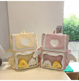 KYLETHOMASW  -  Large Capacity Ita Mochila Transparent Mochilas Preppy Style Mujer School Bag Student Backpack Heart Backpacks