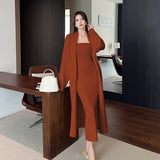 KYLETHOMASW  -  Women's Dresses Sets Solid V-Neck Long Cardigan+Waist Retraction Strapless Dress Sexy Elegant Knitted Two-Pieces Lady's Clothing