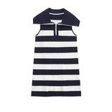 KYLETHOMASW  -  2025 Summer Retro Preppy Style Striped Dress Women Zippers Knitted Dress Casual Mini Dress Women